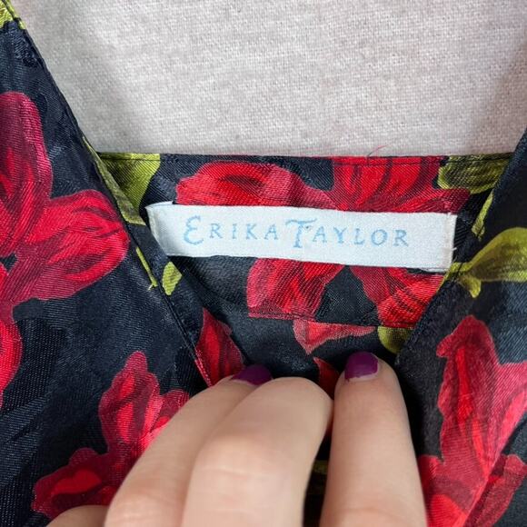 VTG Erika Tay Womens Floral Satin Cami Size M Grunge Dark Romantic Whimsigoth - Picture 4 of 9